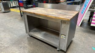 NO RESERVE, Stainless Steel / Prep Workstation with Wood Worktop