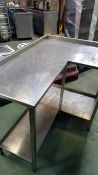 NO RESERVE, L-Shaped Stainless Steel Catering / Restaurant Preparation Table