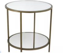 Bardot Side Table In Brass Frame & Mirror Top