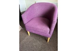 NO RESERVE Purple Fabric Tub Chairs x2