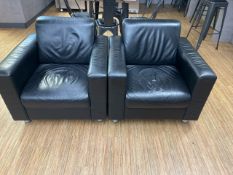 Pair Of Black Leather Effect Armchaira