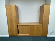 3 Piece Office Storage Comprising Tall Shelving Double Sliding Door Cabinet & Garment Hanging Unit