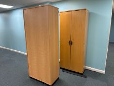 Pair Of Tall Wooden Storage Cupboards