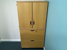 Pine Effect Wooden Storage Lockable Cabinet