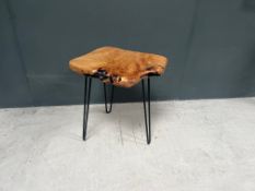 Brand New Boxed Unique Live Edge Rootwood Table On Metal Base