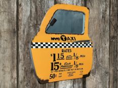 New Boxed Large Metal Vintage Nyc Taxi Door Mirror (Approx 50Cm X 42Cm)