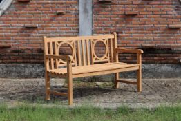 New Boxed Solid Teak Medallion Quality Garden BenchÊ