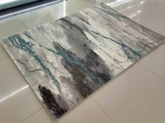 New Huge 2.3M Abstract Blue And Grey Patterned RugÊ