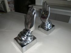 Nickel Praying Hands Book Ends