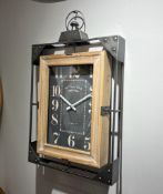 New Boxed Square Industrial Style Old Town Road Clock