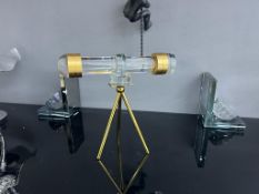 New Boxed Unique Glass Telescope On Gold Frame Ornament