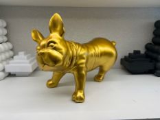 New Boxed Unique Resin French Bulldog Figure In Gold