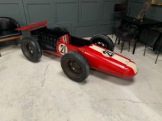 Ferrari Racing Car Hand Made Metal Car Bar On Original Wheels C/W Under Bonnet Storage Wine Rack Etc