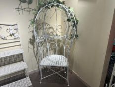 New Iron Ornate Round Garden Chair In White