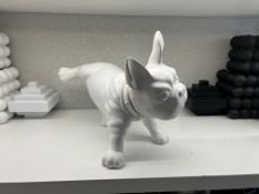 New Boxed Unique Resin French Bulldog Figure In White
