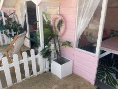 4 x White Firerglass Planters With Artificial Trees