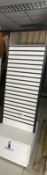 Black & White Slat Wall Rolling Cabinet With Lockable Drawer