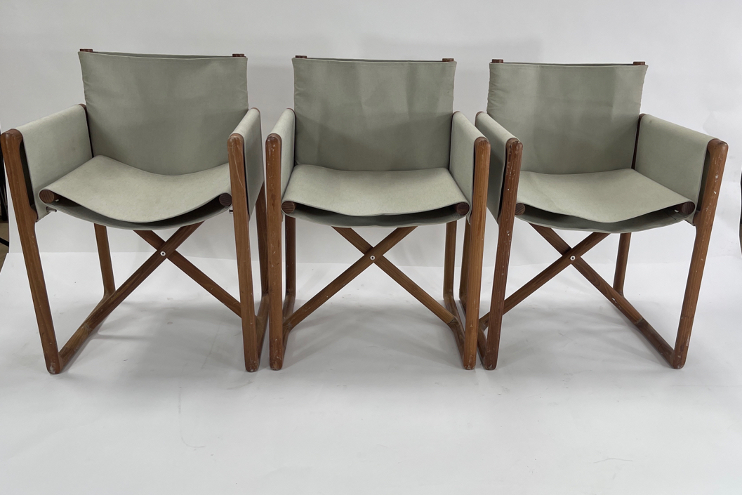 Trio of Paola Lenti, PORTOFINO, Folding Garden Chairs with Armrests, Designer Vincent Van Duysen, Co