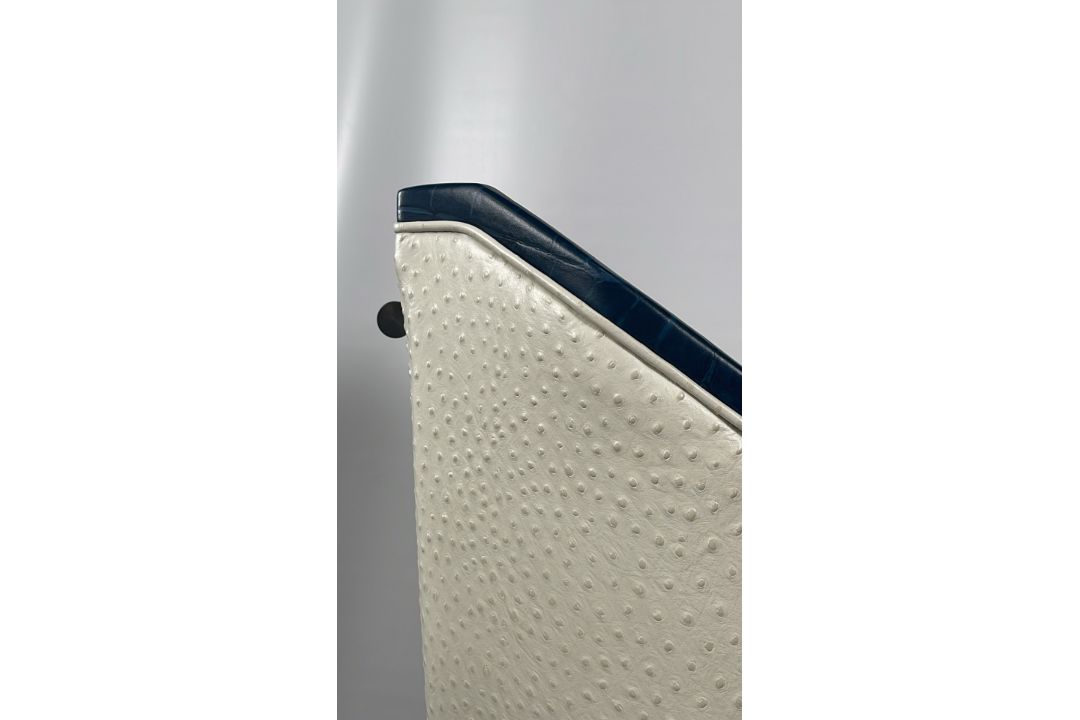 Ostrich Leather Bar Stool Designed for The Berkeley Blue Bar - Image 6 of 12