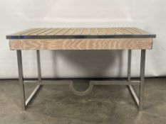 Chrome Side Table With Wood Top