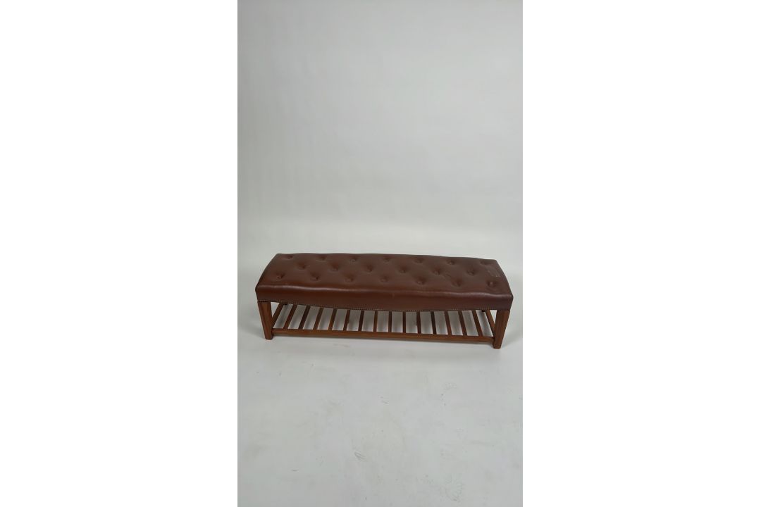 Brown Leather Shoe Bench - Image 2 of 7