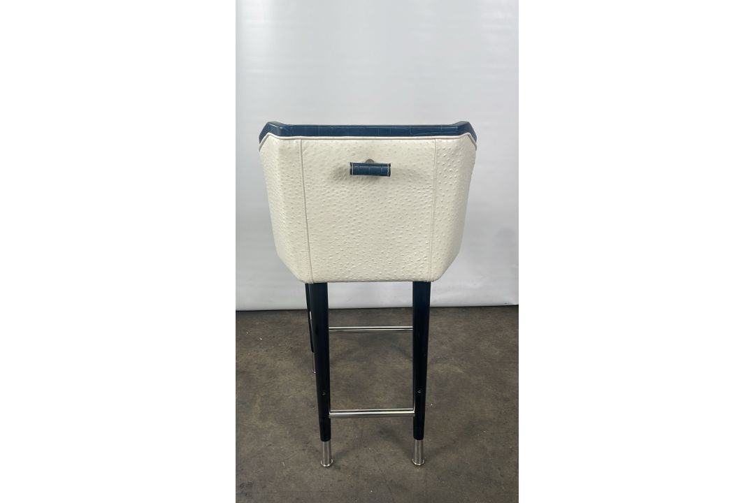 Ostrich Leather Bar Stool Designed for The Berkeley Blue Bar - Image 8 of 12