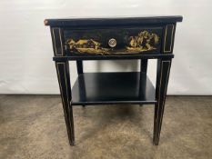 Trouvailles Hand Crafted Oriental Side Table with Drawer