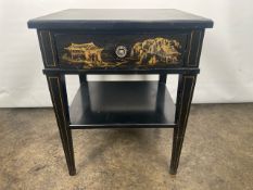 Trouvailles Hand Crafted Oriental Side Table with Drawer