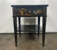 Trouvailles Hand Crafted Oriental Side Table with Drawer