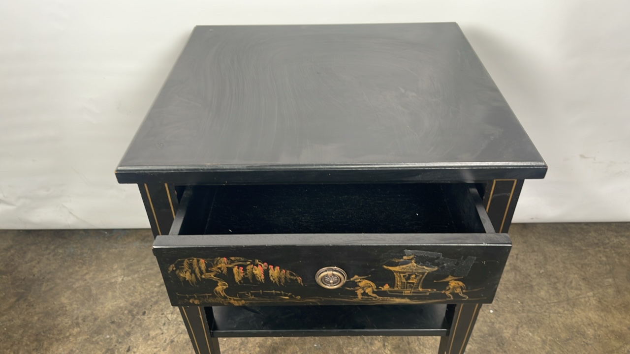 Trouvailles Hand Crafted Oriental Side Table with Drawer - Image 4 of 9