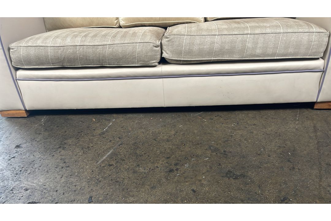 David Linley Cream Leather Back Sofa - Image 7 of 8