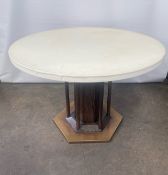 Round Leather Effect Dining Table