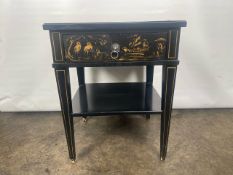 Trouvailles Hand Crafted Oriental Side Table with Drawer