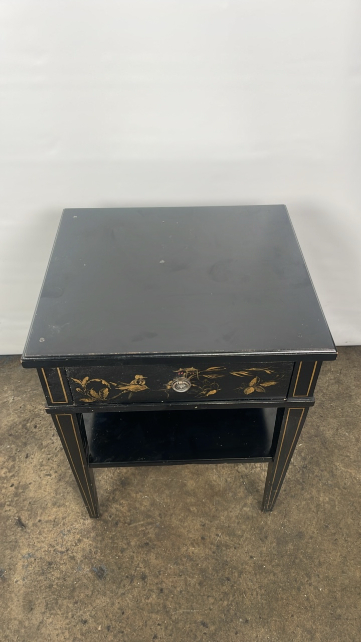 Trouvailles Hand Crafted Oriental Side Table with Drawer - Image 2 of 9