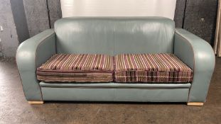 David Linley Teal Leather Sofa