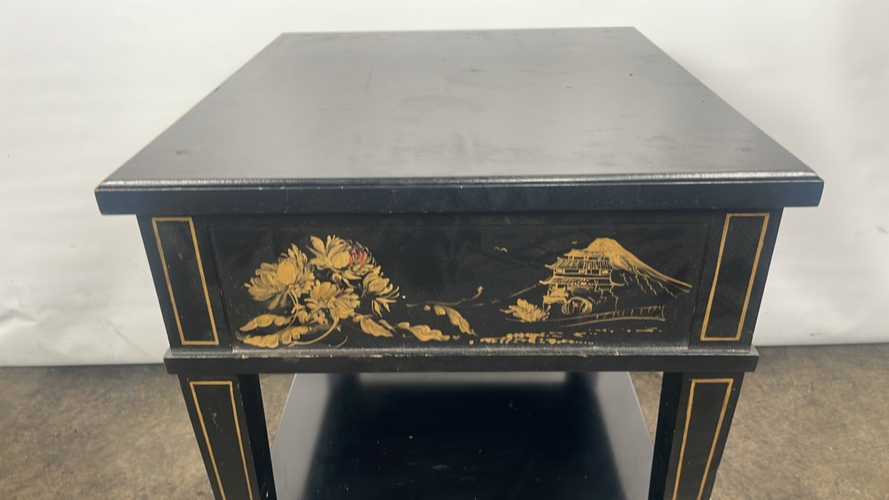 Trouvailles Hand Crafted Oriental Side Table with Drawer - Image 7 of 9