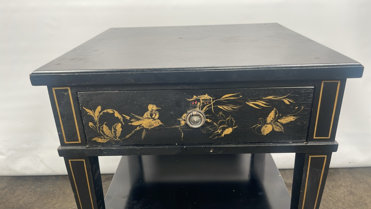 Trouvailles Hand Crafted Oriental Side Table with Drawer - Image 9 of 9