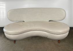 Elegant Leather Base Curved Sofa
