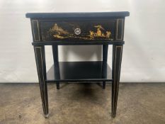 Trouvailles Hand Crafted Oriental Side Table with Drawer