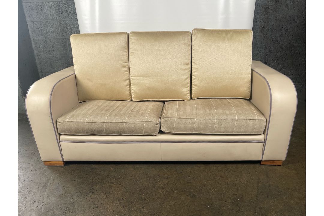 David Linley Cream Leather Back Sofa - Image 1 of 8