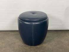 Navy Leather Stool