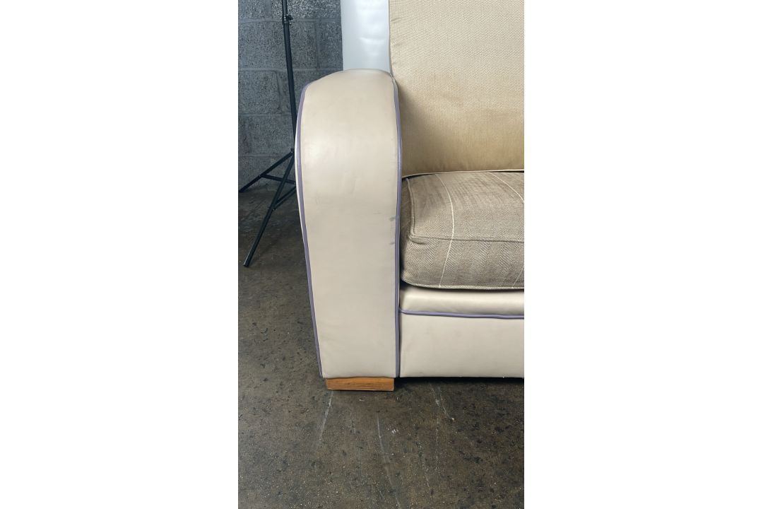 David Linley Cream Leather Back Sofa - Image 3 of 8