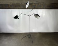 Editions Serge Mouille Floor Lamp With Three Pivoting Arms