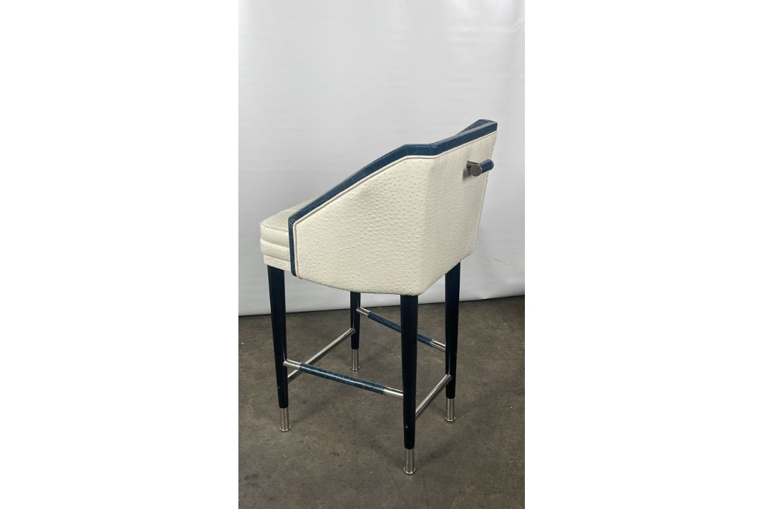 Ostrich Leather Bar Stool Designed for The Berkeley Blue Bar - Image 11 of 12