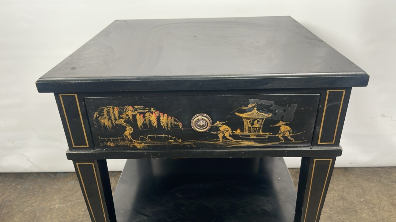 Trouvailles Hand Crafted Oriental Side Table with Drawer - Image 3 of 9