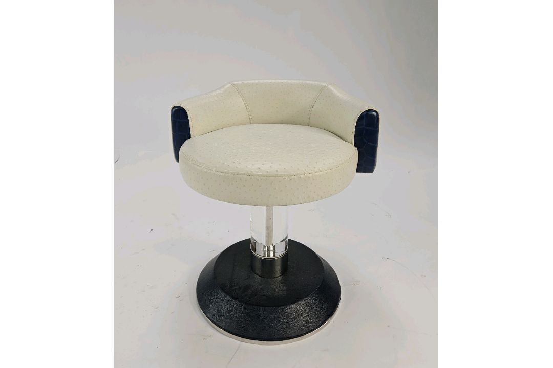 Ben Whistler Ostrich Leather Stools Designed by Robert Angell for The Berkeley Blue Bar x2 - Image 1 of 4