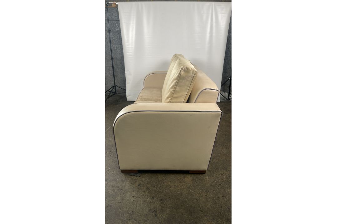 David Linley Cream Leather Back Sofa - Image 8 of 8