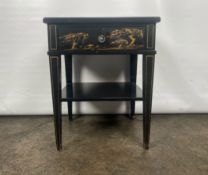 Trouvailles Hand Crafted Oriental Side Table with Drawer