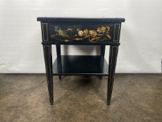 Trouvailles Hand Crafted Oriental Side Table with Drawer