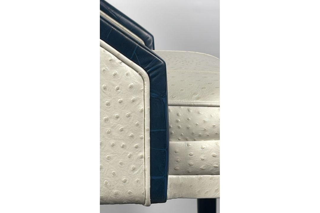 Ostrich Leather Bar Stool Designed for The Berkeley Blue Bar - Image 7 of 12
